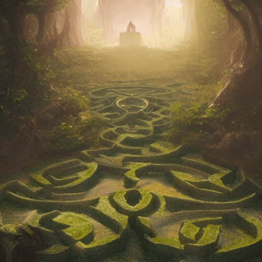 AI generated: a peace symbol green giant maze, nature labyrinth, hearthstone art style, epic fantasy style art by ...