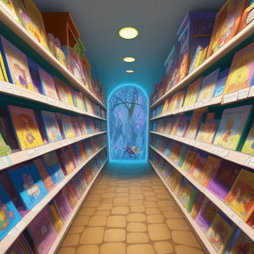 AI generated: 2D image for a fairy tale for children

there are thousands of colorful toys on the high shelves