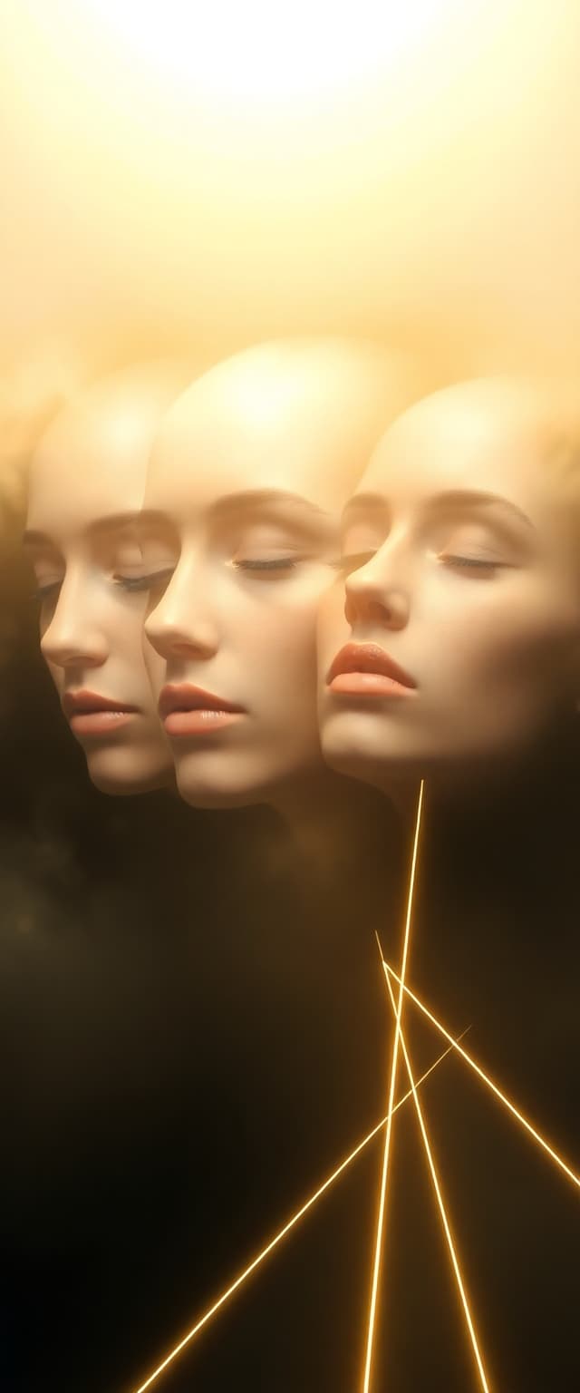 AI generated: "Professional concept art photography capturing a head and shoulders portrait within a thick, foggy ...