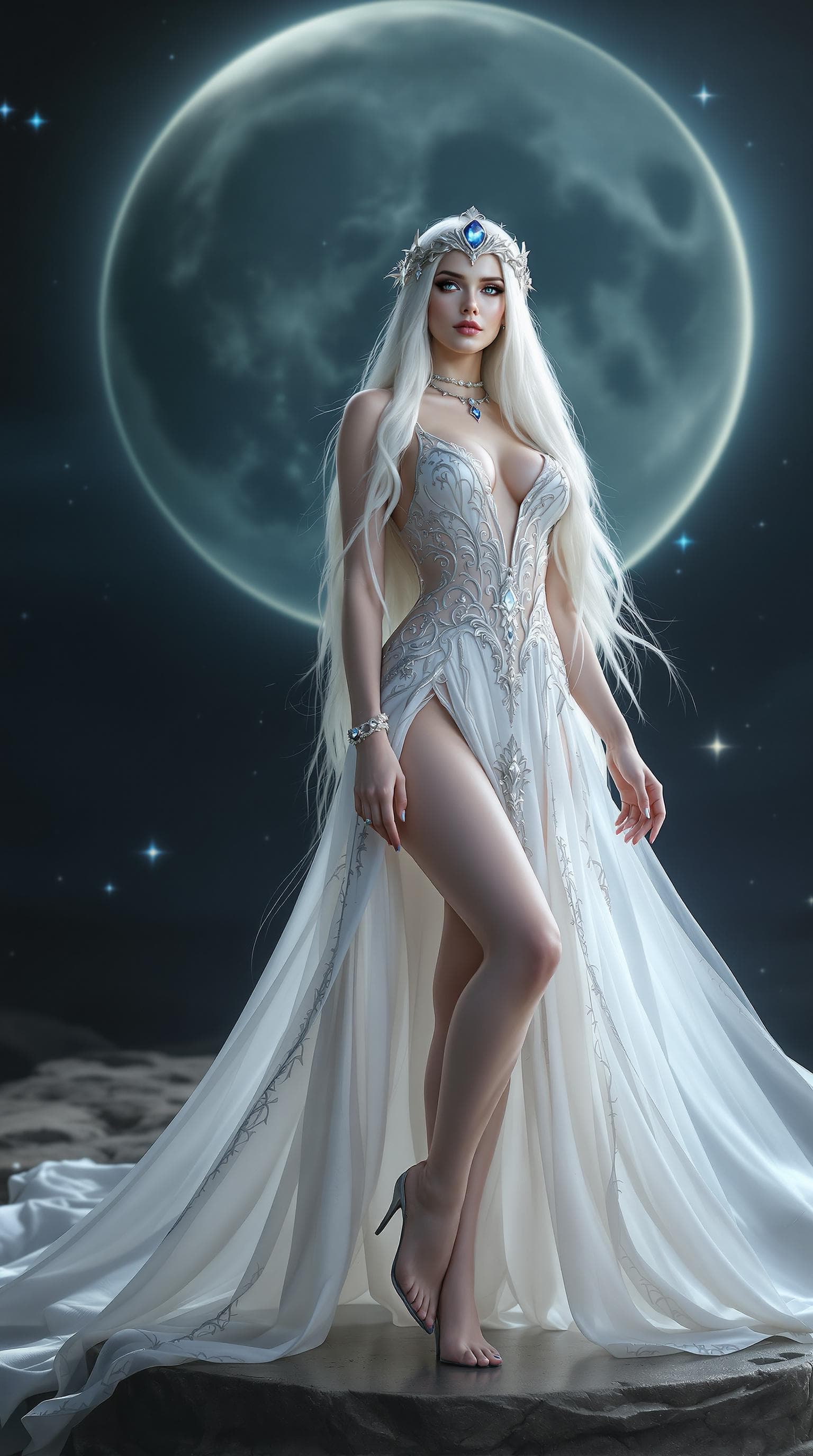 AI generated: a woman in a fantasy setting, with a wide-angle perspective that captures the intricate details of h...