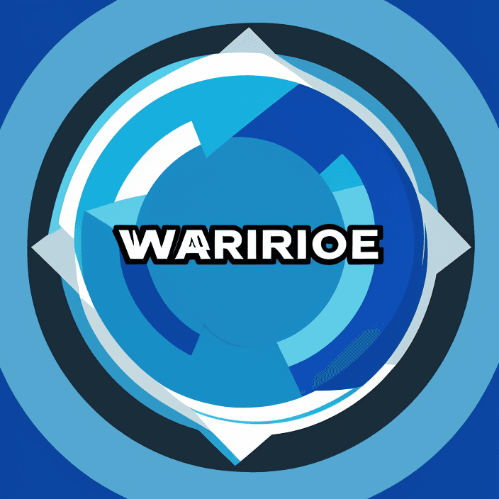 AI generated: logo, cartoon warior inside blue circle, blue theme