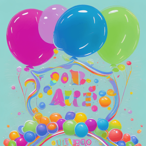 AI generated: Picture a cute balloon arch display depicted in playful and joyful colors, exuding a sense of fun an...