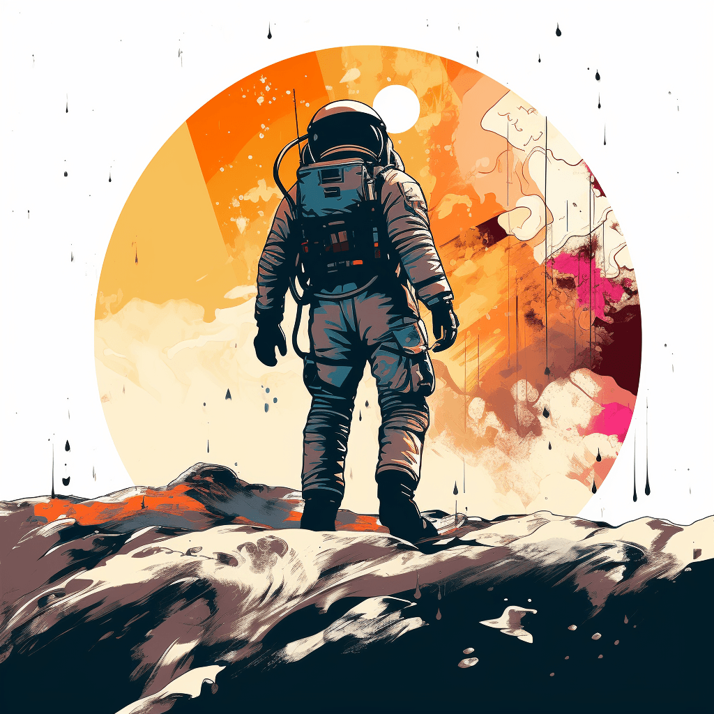 AI generated: Neil Armstrong on the moon's surface, Space exploration style, Astronomical and Adventurous mood, Lu...