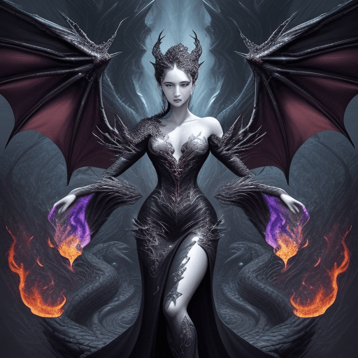 AI generated: The powerful and graceful woman integrates perfectly with the essence of the Dragon, imaginative and...