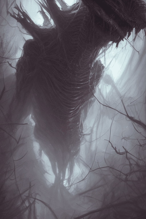 AI generated: scary alien creeping in the shadows, highly detailed, scary atmosphere, horror, cinematic lighting, ...