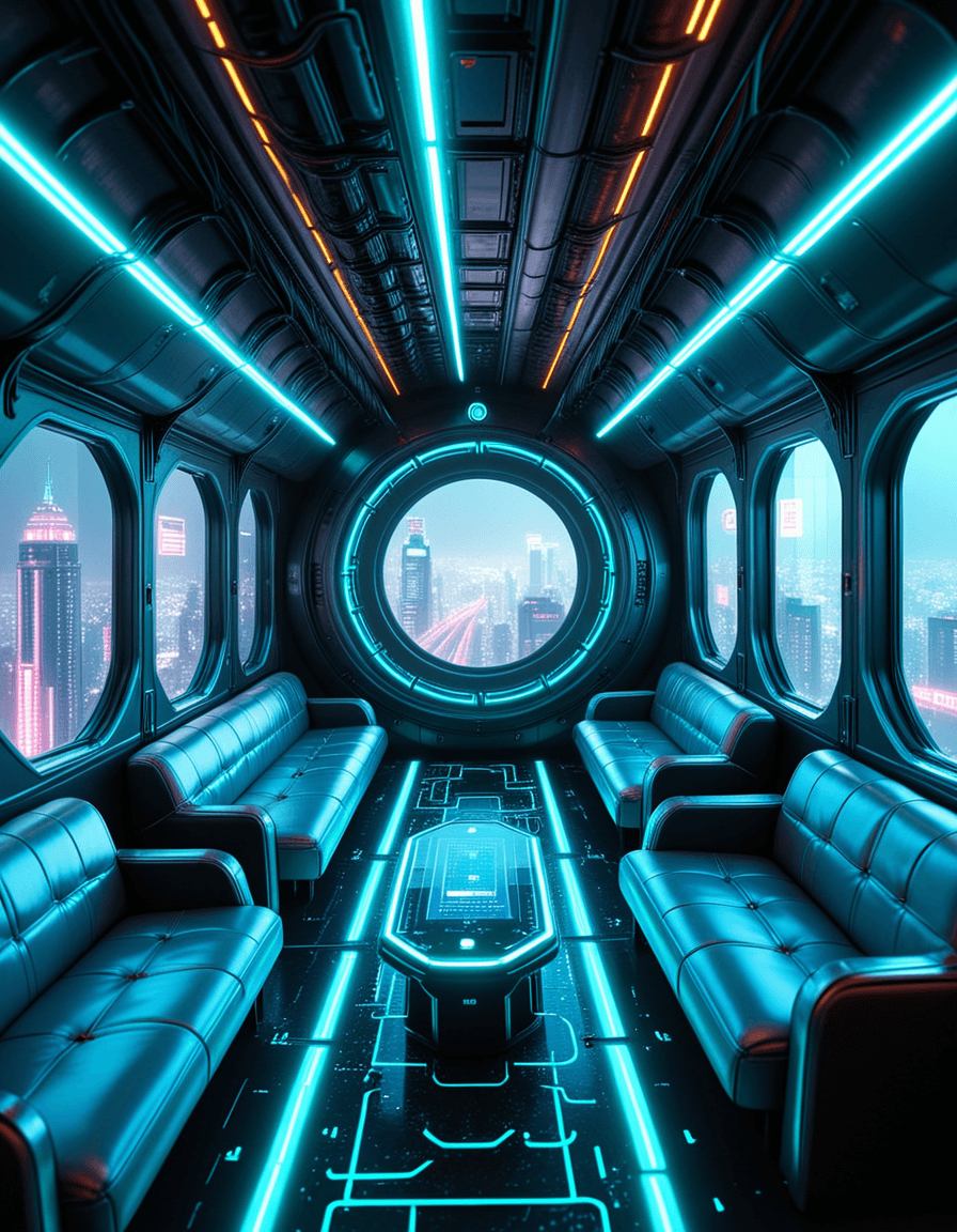 cyberpunk airship