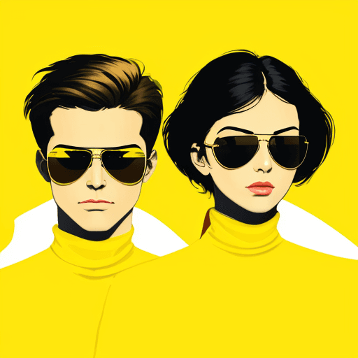 AI generated: a pair of aviators in a minimalist yellow background