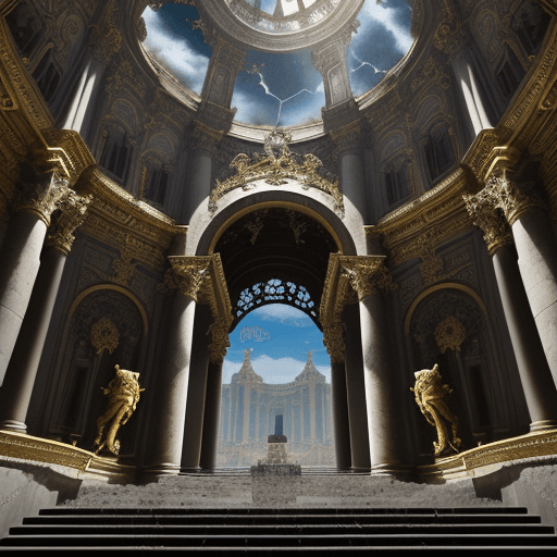AI generated: gothic In the magnificent ancient city ruins at the depths of the deep sea, at the heart of the city...