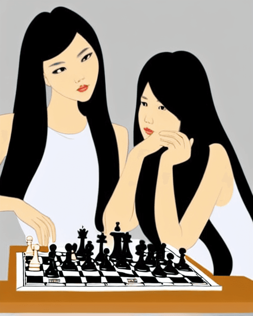 AI generated: 2girls, masterpiece 3D rendering of two attractive young asian women around the age of 20 playing in...