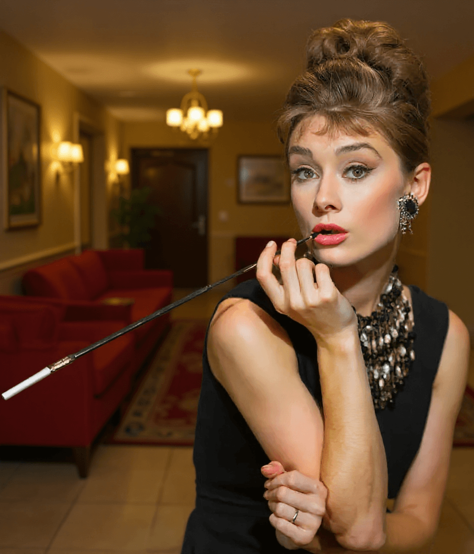 AI generated: Photorealistic, vibrant image with 1960s Hotel Lobby in the background.