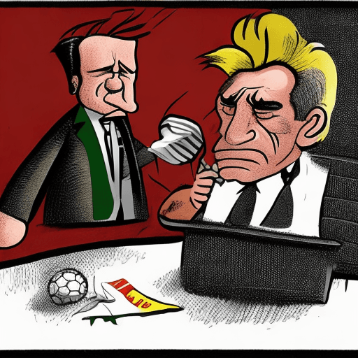 AI generated: A humorous illustration expressing the concept of 'eternal hatred for modern football.' The scene sh...
