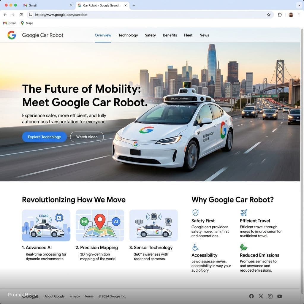 AI generated: Create Screenshot for Website by Google "Google Car Robot"