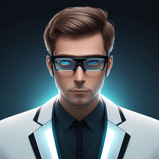 AI generated: awesome illustration, featured on FreePik, man with smart glasses, futuristic, technology