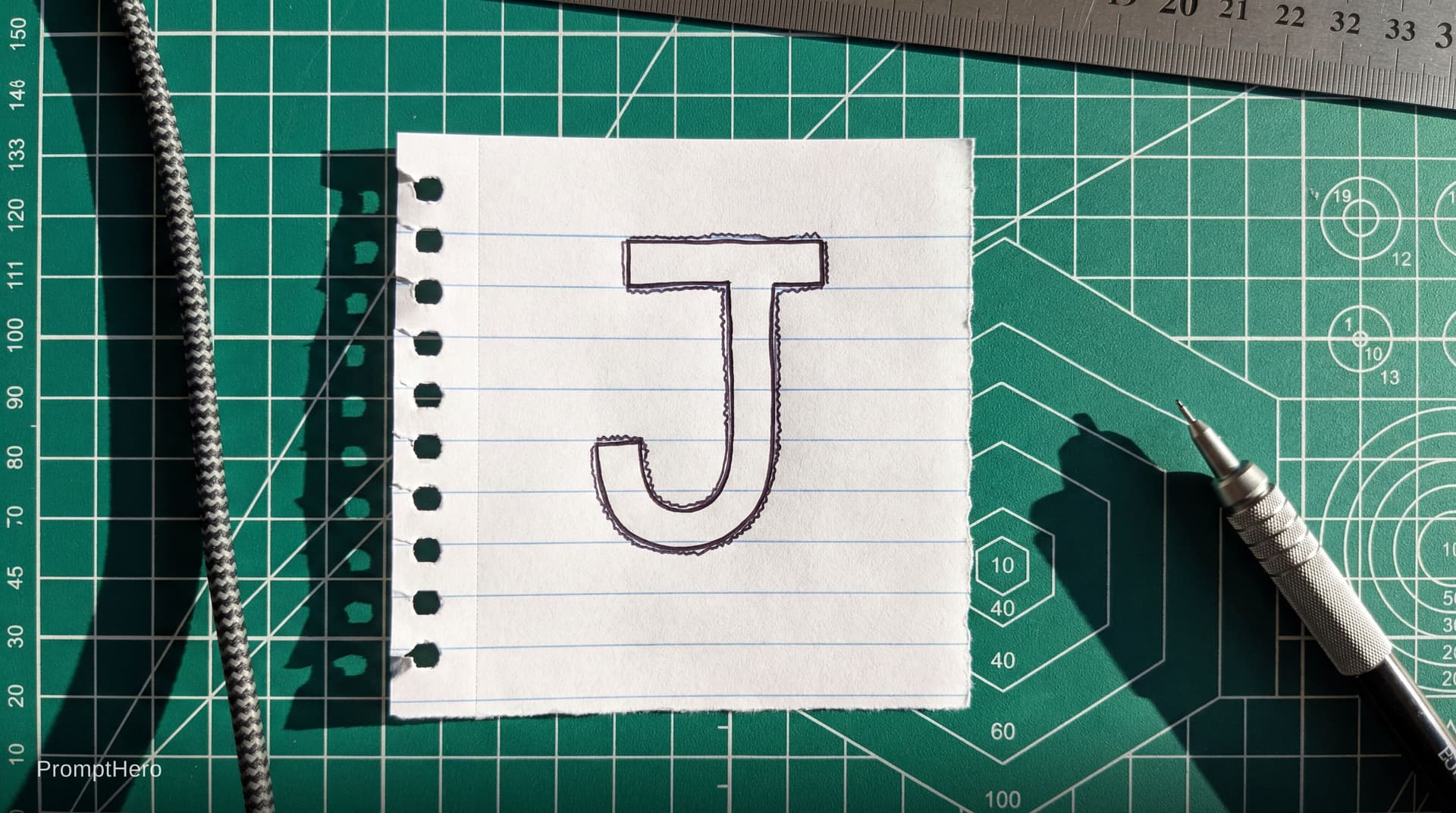 AI generated: 
Top-down, no distortion. “J” slightly thicker, micro-oscillations visible. Centered 5%. Support: no...
