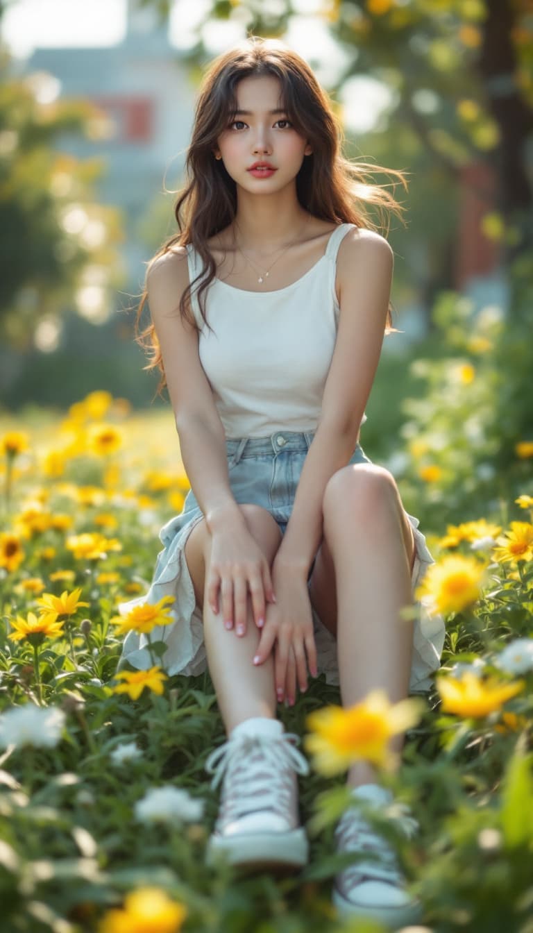 AI generated: ultra-realistic photo of a cute asian girl, 17-years-old, summer, inner wear, skinny, slim,shot on a...