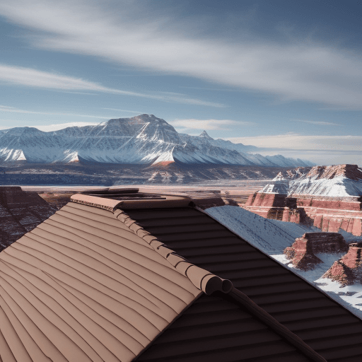 AI generated: A striking view of a perfectly designed and resistant roof, standing out amidst the spectacular Utah...