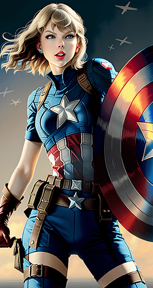 AI generated: Taylor Swift, (as captain america),