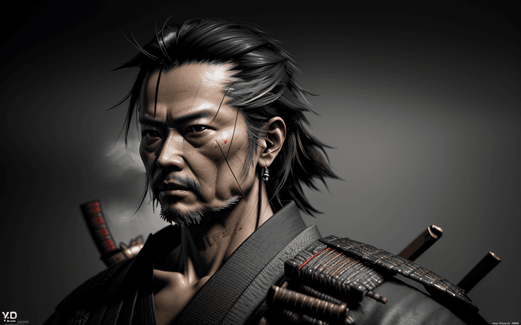 AI generated: 20th-century samurai in the style of Yoji Shinkawa, Volumetric light, hyperrealism, volumetric fog, ...