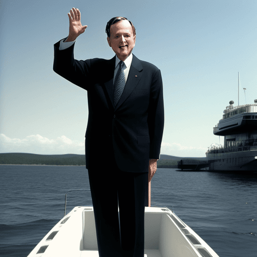 AI generated: President George H.W. Bush, standing on a giant boat