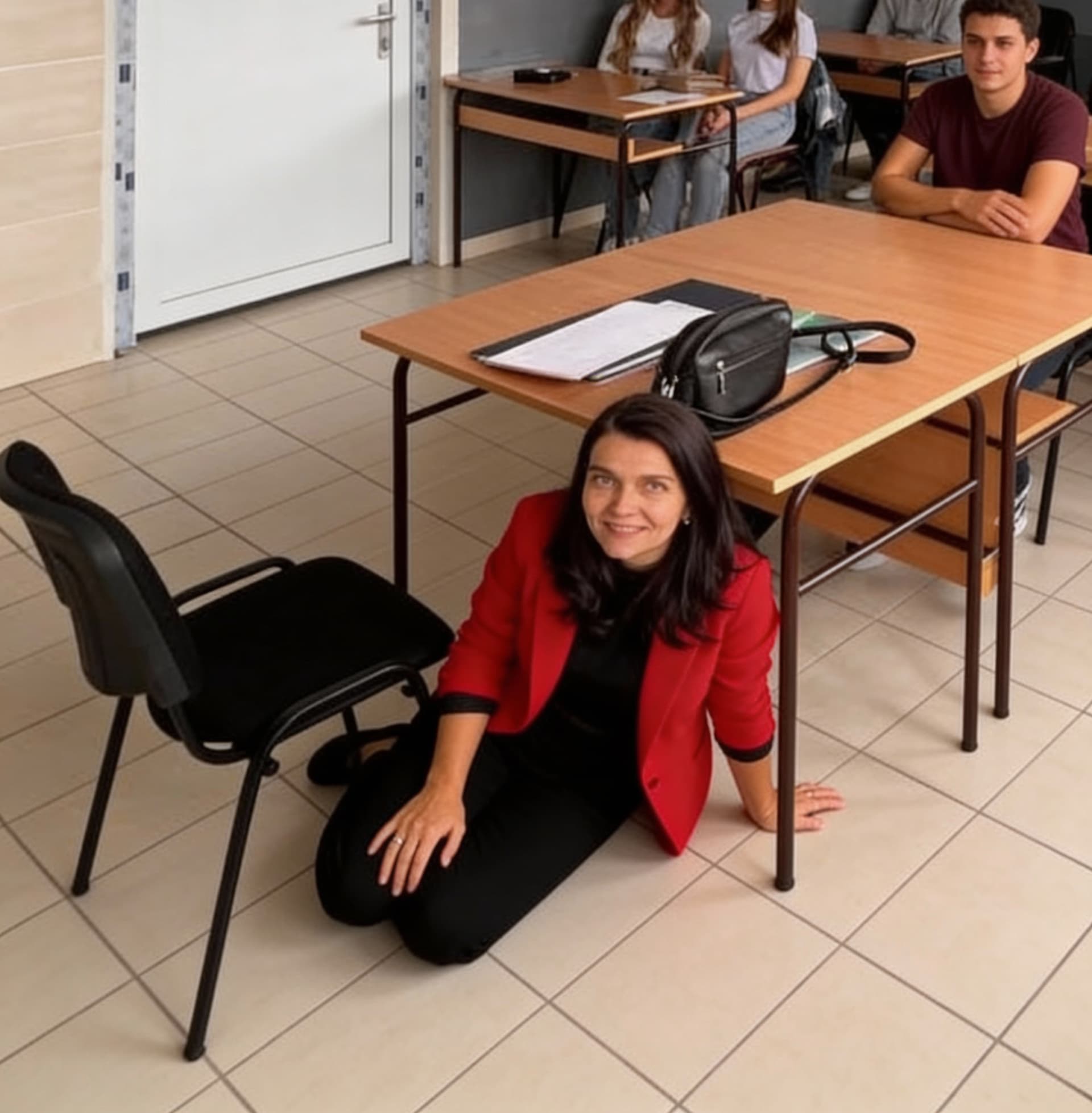 AI generated: She lays on her knees 