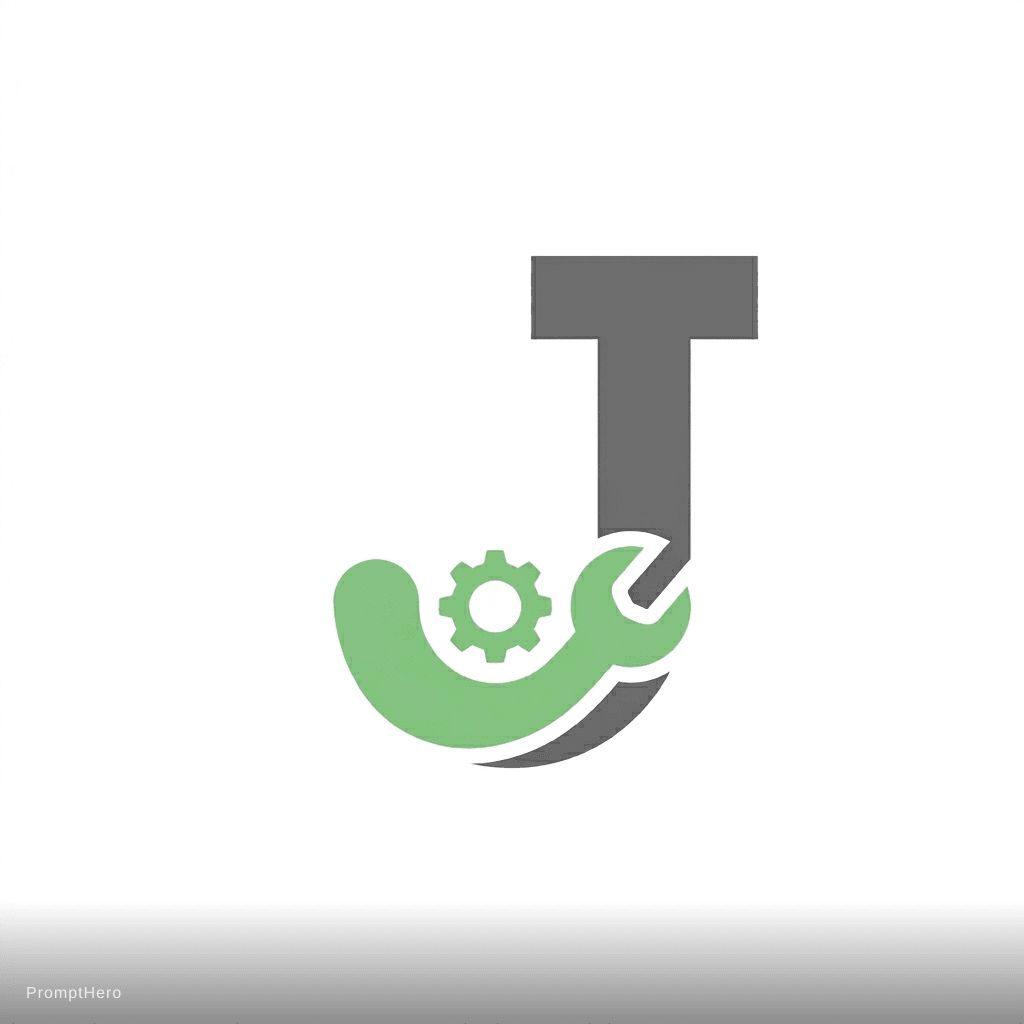 AI generated: Website maintenance service, Strong knowledge, Handy troubleshooter, typographic J letter, light gre...