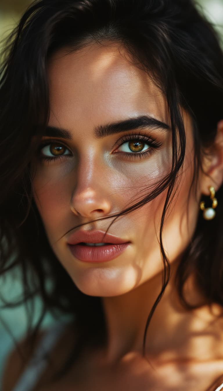 AI generated: A Close up view of Jennifer Connelly, polarized photo , High Quality 