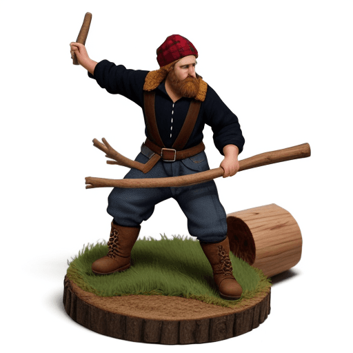 AI generated: peasant lumberjack dnd on white background full-length