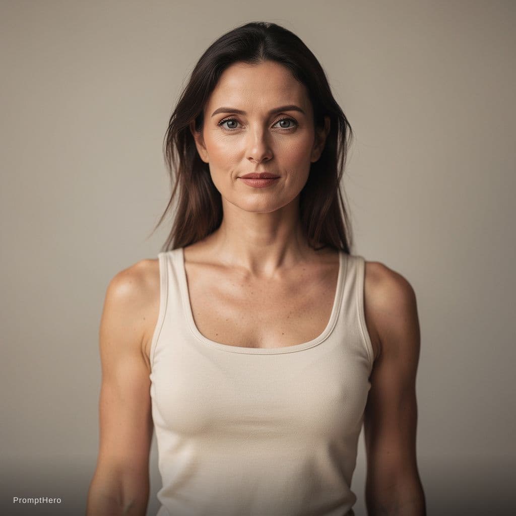 AI generated: A realistic image of an adult woman with very small breasts 
