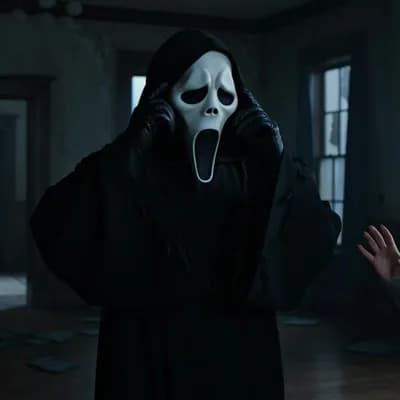 AI generated video: Scream 8
Movie trailer ghostface taking off his mask, revealing his face as Kid Cudi Tate McRae sayi...