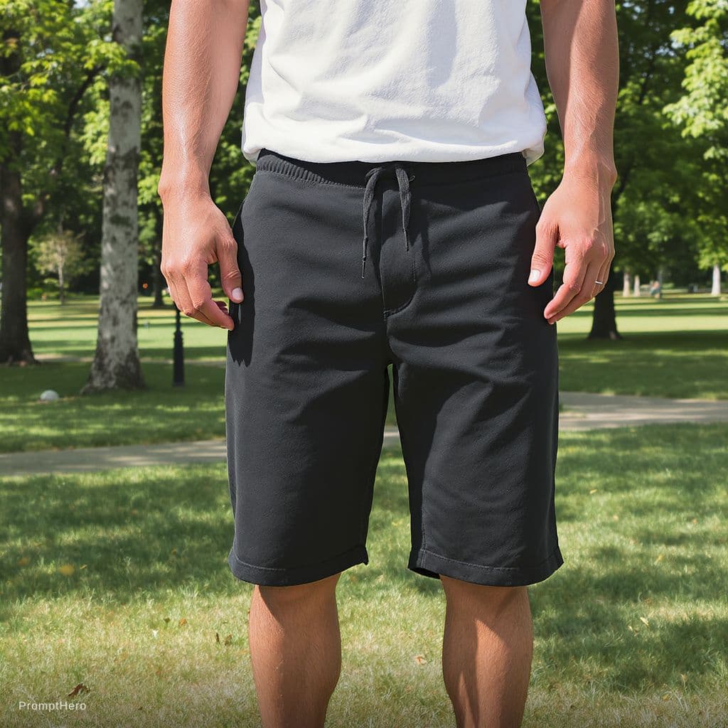 AI generated: Guy with erection in shorts 