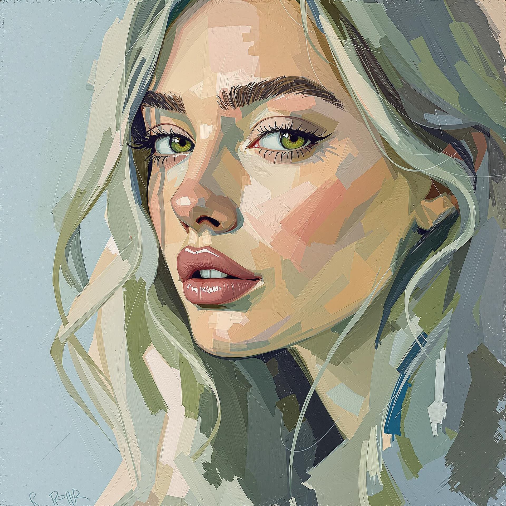 AI generated: portrait of a woman with an emphasis on thick, impasto-style brushstrokes, rich, tactile paint textu...