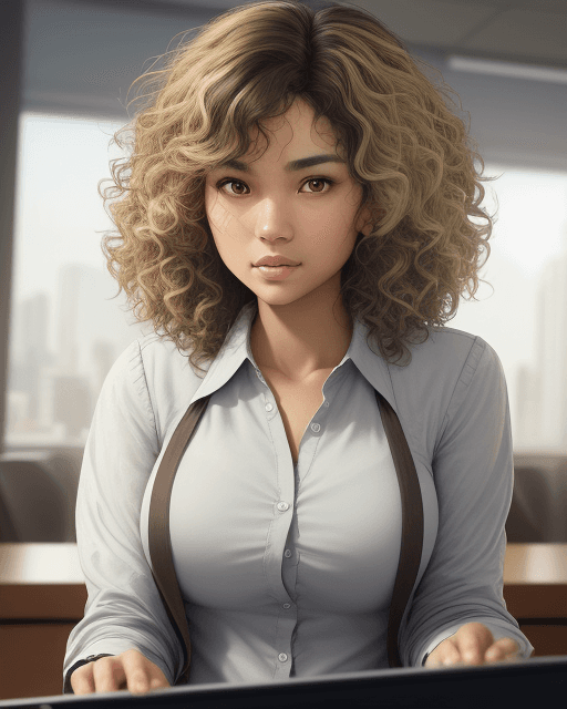 AI generated: a psychologist with volume  very curl hair with lots of layers short brunette hair, thin nose, sligh...