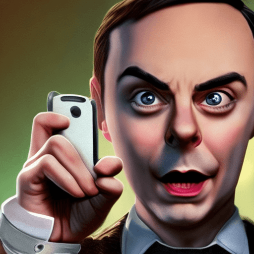 AI generated: Sheldon Cooper with a whip and a smartphone