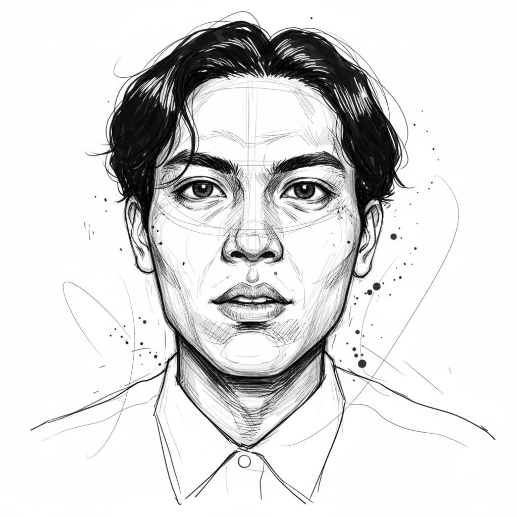 AI generated: sketch of a man's face, expressive line-work --chaos 75 --ar 1:2 --sref 1254094239 --profile ooro6tr...