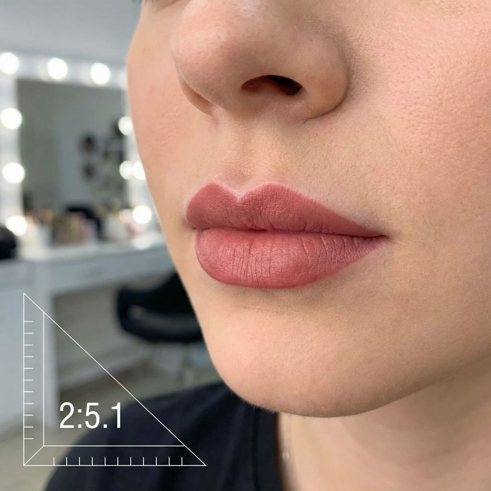 AI generated: Top upper medium heart-shaped lip. Given ratio 2:5.1.