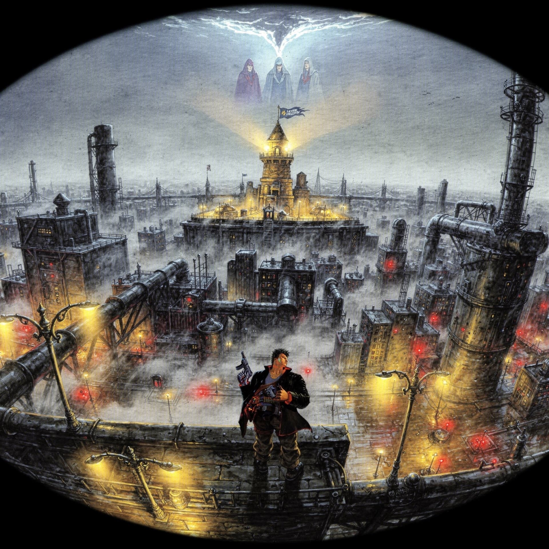 AI generated: Japanese 1990s RPG box art illustration,
 hand-painted airbrush art, romantic composition inspired b...
