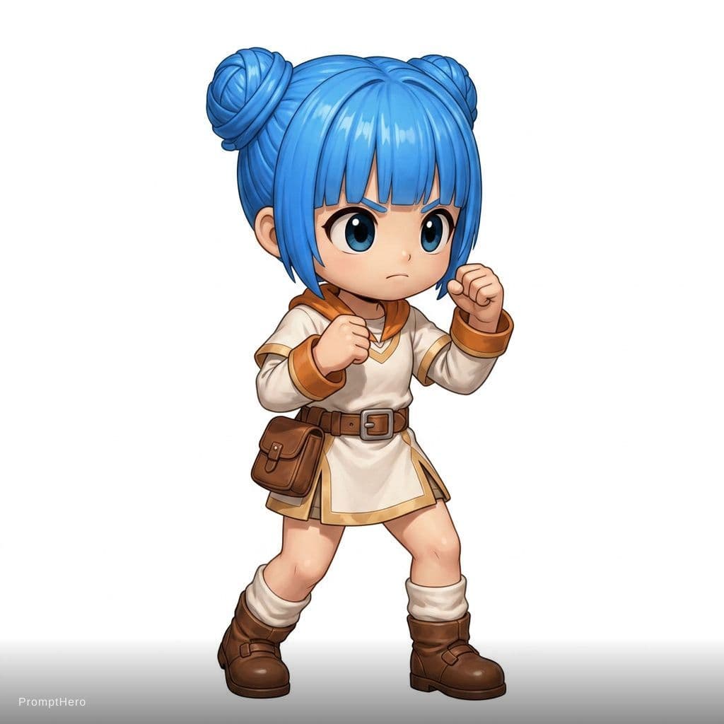 AI generated: the girl is in a boxing pose IDLE, no background