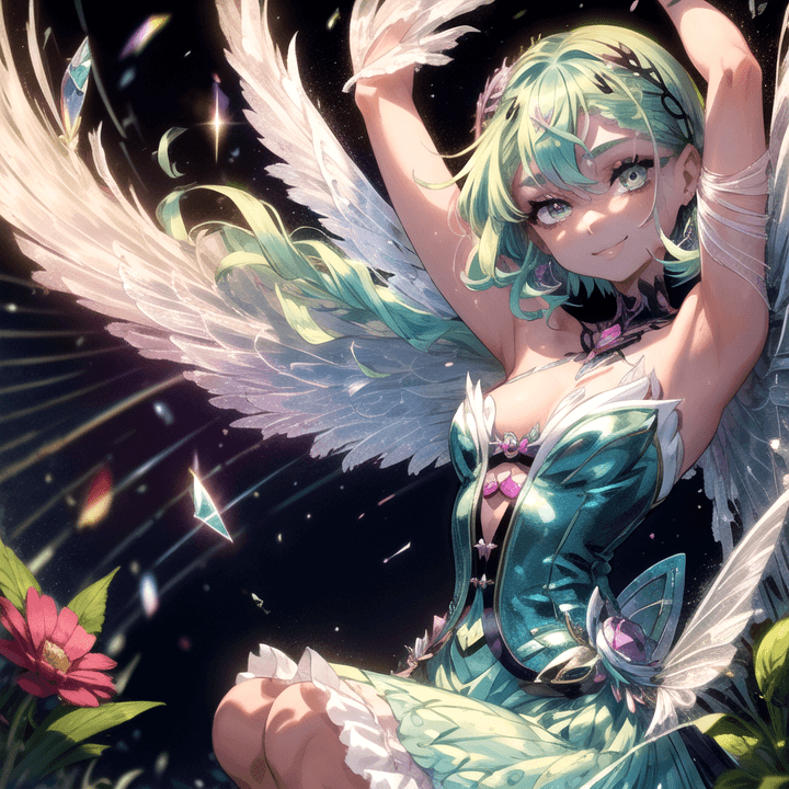 AI generated: ((Lexi as female young fairy-catrina 1.3)), stylish wavy haircut, kind eyes, warm smile, smart dress...