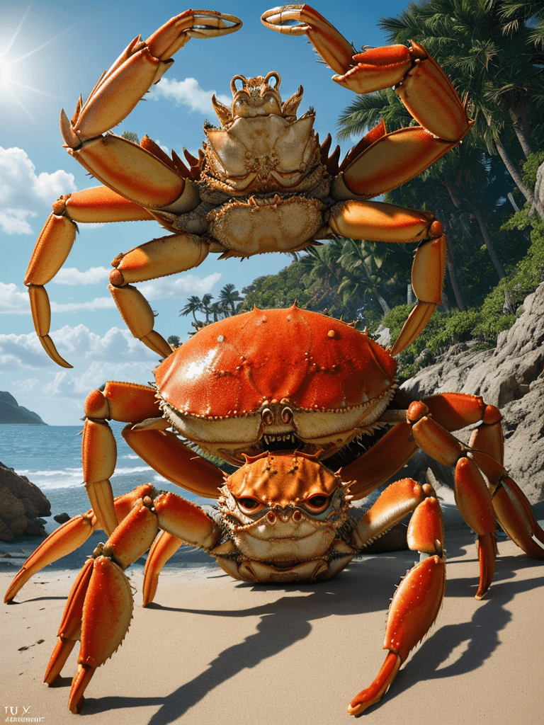 AI generated: portrait of a giant crab summoned, 8k full HD, low angle, unreal engine 5, cinematic, masterpiece, i...