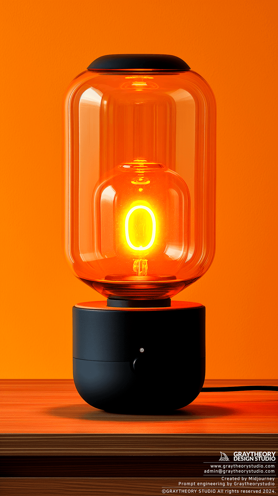 AI generated: photogrpahy, table Lamp, contrast of the background