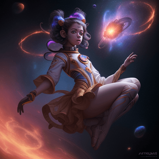 AI generated: high resolution cinematic portrait of a young beautiful cute anthropomorphic female space-monkey flo...