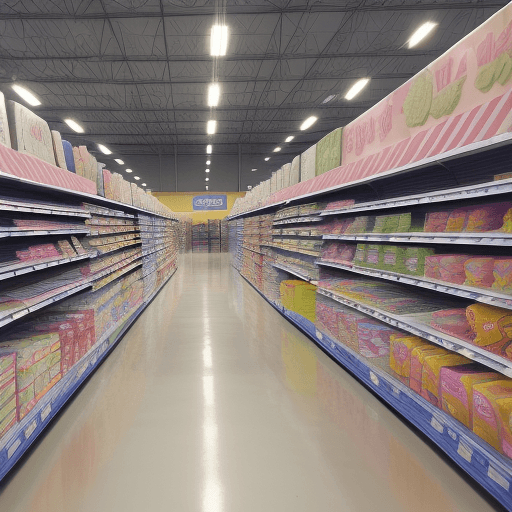 AI generated: huge, large, retail store, walmart, nostalgic, liminal, foggy