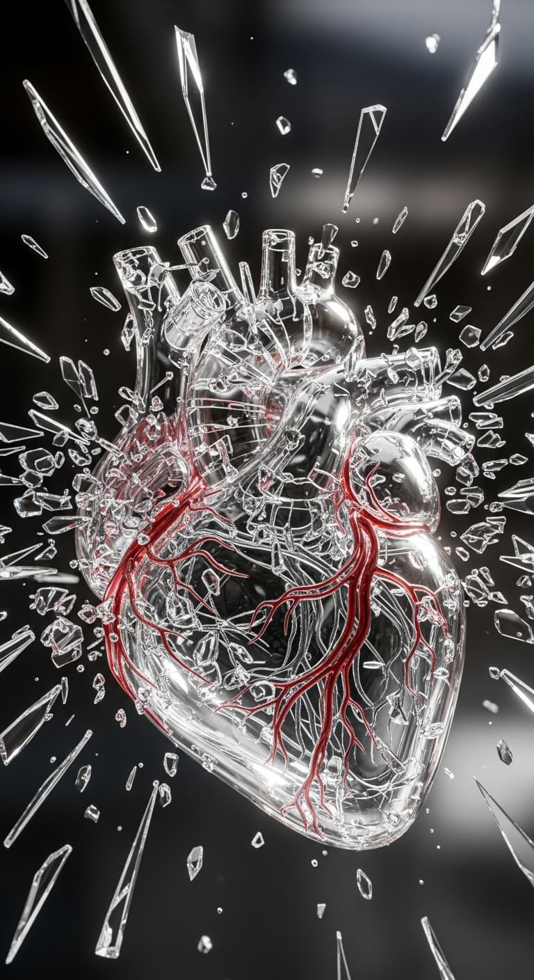 AI generated: an intricate heart made of glass, photo realistic and ultra detailed with sharp vibes, shattered 