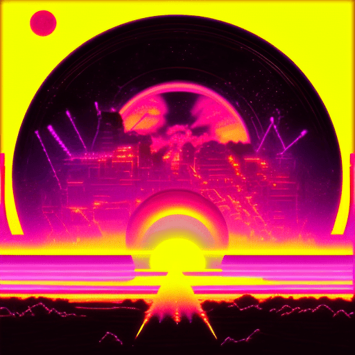 AI generated: retro, synthwave, cyber sunset 