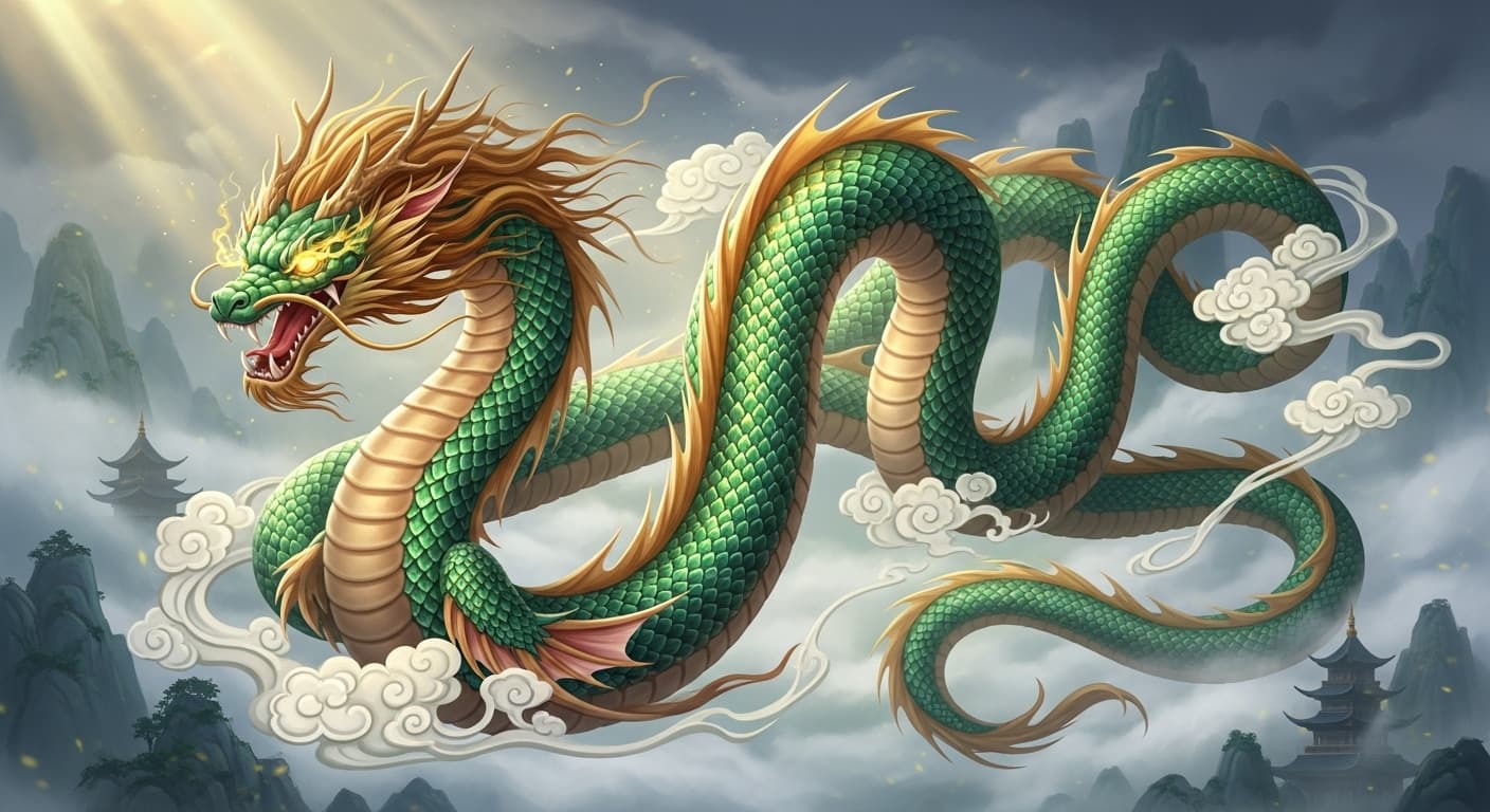 AI generated: the snake like a Chinese dragon