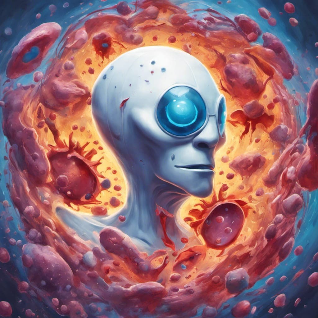 AI generated: an AI artwork that showcases Osmosis Jones as a fearless and determined white blood cell, ready to b...