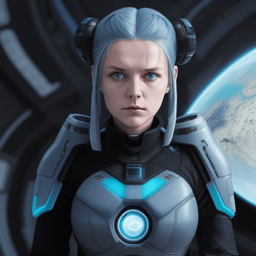 AI generated: sci-fi bild, junge frau, 16 jahre, 1,71m, schlank, dunkelblaues Haar, Gentechnikerin, 8k

