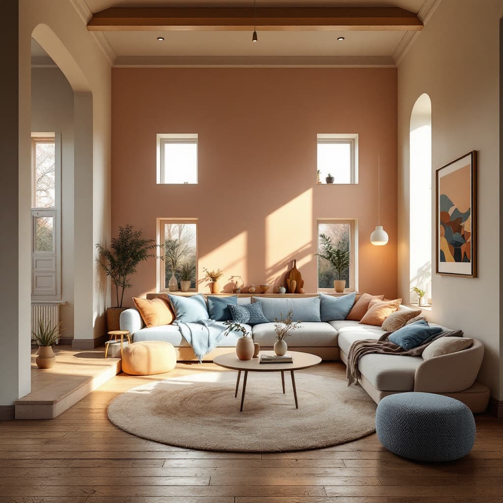 AI generated: nutise@dreamclarify.org High resolution photography interior design, dreamy sunken living room conve...