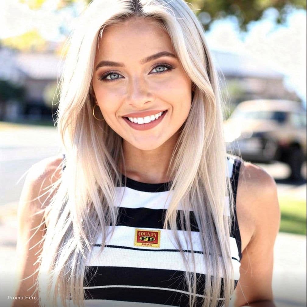 AI generated: little, tiny skinny breasts boops in tiny bra, high-resolution photo of a silver blonde-,loose blond...