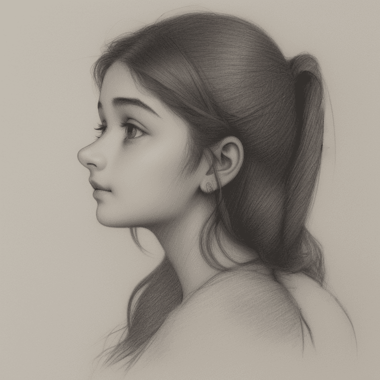 AI generated: graphite pencil drawing by Odilon Redon, sketch portrait, side view, an absolutely gorgeous Alia Bha...
